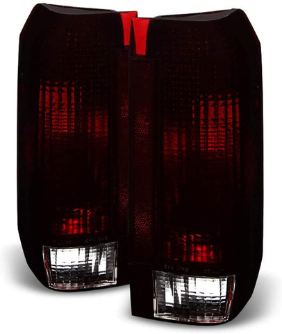 ACANII - For Red Smoke 1987-1996 Ford F150 F250 Bronco Tail Lights Brake Lamps Set Left+Right