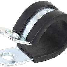 X AUTOHAUX 12pcs 16mm 0.63 Inch R Shape Automotive Galvanized Iron Cable Clamp Rubber Cushioned Insulated Clamp Metal Clamp for Tube Pipe Wire Installation
