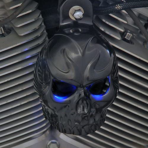 Harley Gloss Black Evil Twin w/Back Lit LED Eyes. (Blue)