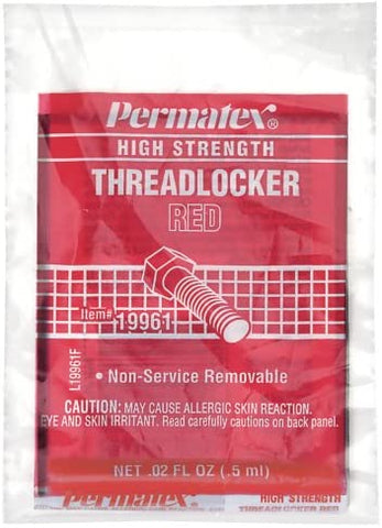 Permatex 19961 High Strength Red Threadlocker.5 ml Polybag