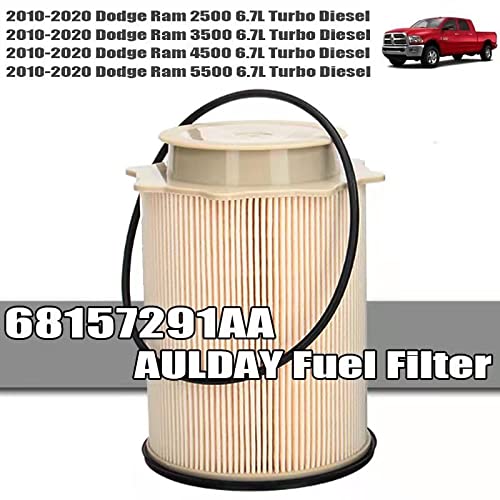 6.7 Cummins Fuel Filter 68157291AA for Ram 2500 3500 4500 6.7L Turbo Diesel Engines Years 2011 2012 2013 2014 2015 2016 2017 2018 2019 2020- Replacement Dodge Ram 6.7L L6 Cummins Diesel Fuel Filter