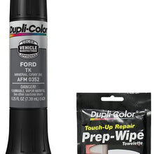 Dupli-Color AFM0352 Metallic Mineral Gray Exact-Match Scratch Fix All-in-1 Touch-Up Paint for Ford Vehicles (TK) Bundle with Prep Wipe Towelette (2 Items)