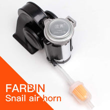 FARBIN Air Horn with Compressor，Compact Electric Trumpets，Car Horn 12V 150db Super Loud Nautilus ，with Wiring Harness, for Any 12V Vehicles(12V, Black)