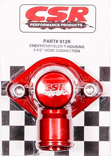 CSR Performance Products 912R Red Anodized Swivel Style Thermostat Housing for GM and Mopar Engine using 1-1/2