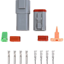 MUYI 10 Kit 4 Pin Way DT Series Connector Gray Receptacle IP67 Waterproof Heavy Duty 14-20 AWG 13 Amps Continuous DT04-4P DT04-4S w/Wedge Lock W4P W4S (10 Kits, 4 Pin)