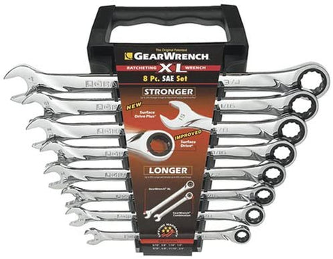 GEARWRENCH 8 Pc. 12 Point XL Ratcheting Combination SAE Wrench Set - 85198