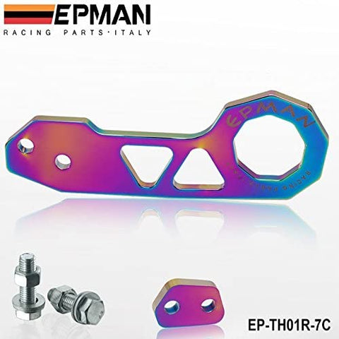 EPMAN Billet Aluminum Rear Tow Hook Kit CNC For Ford Acura Honda JDM Racing ( Neo chromatic )
