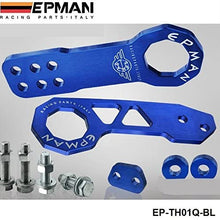 EPMAN Anodized Billet Aluminum Front + Rear Tow Hook Kit For Universal Car (Blue)