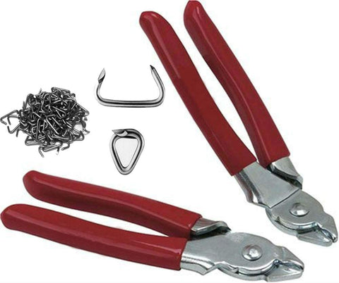 Drake Off Road Straight and 45 Degrees Bend Hog Ring Pliers Set& 350 Galvinized Hog Rings- for Upholstery Installation Kit car auto Seat Cover Heater Cooler