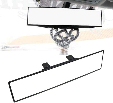 iJDMTOY Universal Fit JDM 300mm 12-Inch Wide Flat Clip On Rear View Mirror Compatible With Car SUV Van Truck, etc