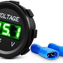 Nilight LED Digital Display Voltmeter Panel 12VDC Waterproof Digital Round Panel Volt Tester Gauge for Boat Marine Vehicle Motorcycle Truck ATV UTV, 2 Years Warranty (Green)