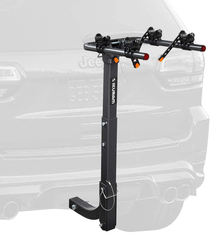 IKURAM 2 Bike Rack Bicycle Carrier Racks Hitch Mount Double Foldable Rack for Cars, Trucks, SUV's and minivans with a 2