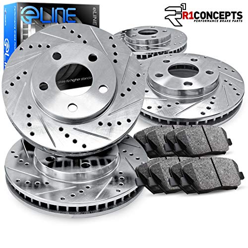 Eline Drilled Slotted Brake Rotors + Ceramic Pads Kit For Bmw 323,325,328, (E46)