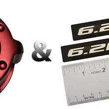 COMBO – LS3 6.2L RED OIL CAP in Billet Aluminum + 2 x (pair/set) RED BLACK 6.2L Liter LS3 Real Aluminum Engine Hood Emblem Badge Nameplate Crate for 08-09 Chevy Corvette C6 09-10 Pontiac G8 GXP 08-09 Holden & Vauxhall 2010 Chevy Camaro