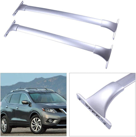 cciyu 2Pcs Universal Roof Rack Cross Bar Silver Aluminum Car Top Luggage Carrier Rails Fit for Nissan Rogue 2014-2019 2.0L 2.5L(Only Fit Models with Actual Side Rails)