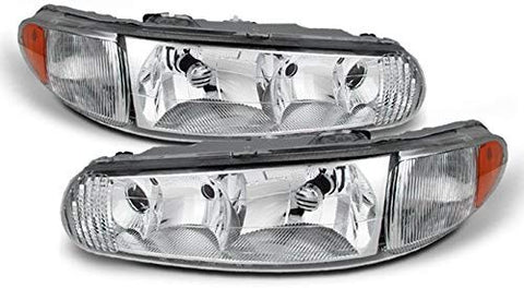 For Buick Century/Regal OE Replacement Chrome Bezel Headlights Driver/Passenger Head Lamps Pair New