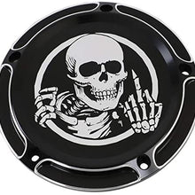 AUFER Black Skull Edge 5-Hole Derby Timer Timing Engine Cover Fit For 1999-2014 Twin Cam Touring Road King Electra Glide FLHR FLHX FXST Dyna Softail