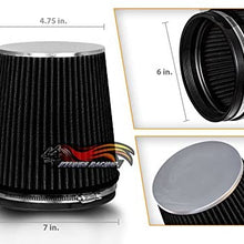 BLACK 4" 102 mm Inlet Truck Cold Air Intake Cone Replacement Performance Washable Clamp-On Dry Air Filter (8" Tall)