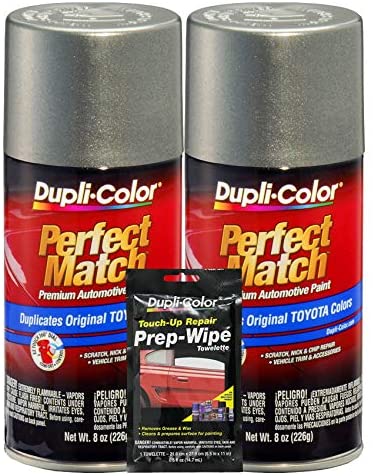 Dupli-Color Phantom Grey Pearl Exact-Match Automotive Paint for Toyota Vehicles - 8 oz, Bundles Prep Wipe (3 Items)