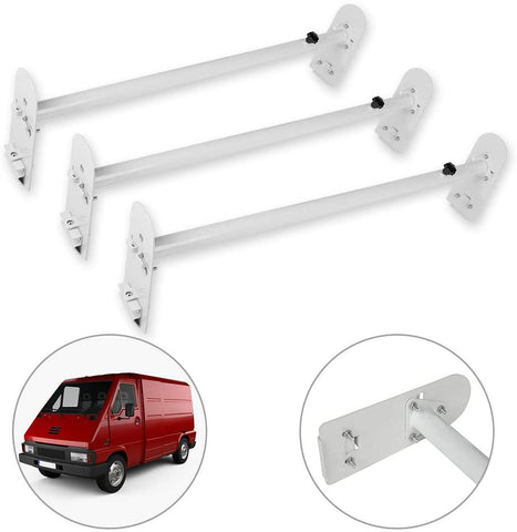 Scitoo Heavy-Duty 3 Bars Van Racks Steel Utility Ladder Truck Pickup Rack Kayak Contractor Lumber Utility for Chevy Express 2500 for Dodge for Ford E-250/350 for GMC Savana Van with Rain Gutters