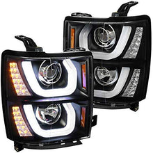 Spec-D Tuning 2LHP-SIV14JM-TM Chevy Silverado 1500 Pickup Black Dual Halo LED Signal Projector Headlights