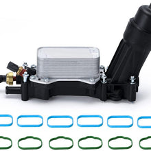 PTNHZ Oil Cooler Filter Adapter Housing w/ Sensors Gaskets Kit Relacement For 14-17 Chrysler 200/300 Dodge Caravan Jeep Cherokee Ram 1500 3.6L V6 Aluminum Silver 68105583AF
