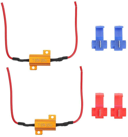 Headlight Decoder, 2Pcs Car LED Decoder Anti Hyper Flash No Error Wirewound Load Resistor 25W 25Ω