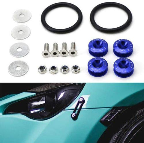 iJDMTOY Universal Fit Blue Finish JDM Quick Release Fastener Kit for Car Bumper Trunk Fender Hatch Lid