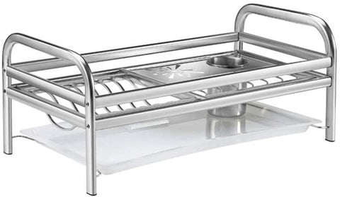 Chenbz Kitchen Shelf Dish Drainer Rack Sink Single Layer Dish Cup Drain Shelf with Cutlery Holders 49.5 25 21cm