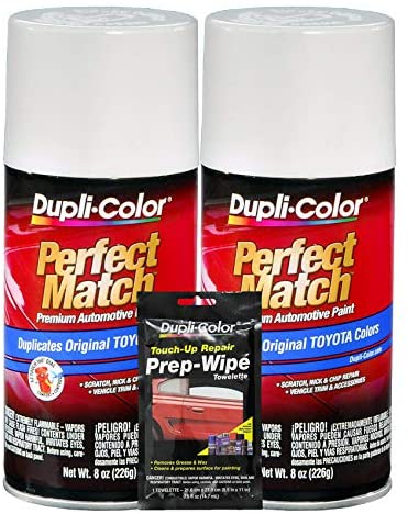 Dupli-Color Natural White Exact-Match Automotive Paint for Toyota Vehicles - 8 oz, Bundles Prep Wipe (3 Items)