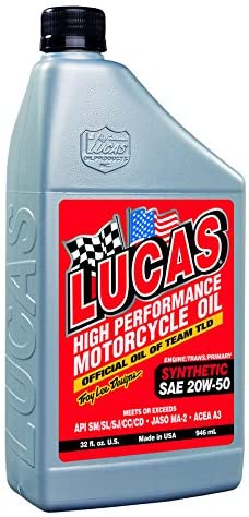 Lucas Oil Products LUC10702 Synthetic SAE 20w50 Motorcycle Oil, 32. Fluid_Ounces