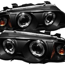 Spyder 5008947 BMW E46 3-Series 99-01 4DR Projector Headlights 1PC - LED Halo - Amber Reflector - Black - High H1 (Included) - Low H1 (Included)