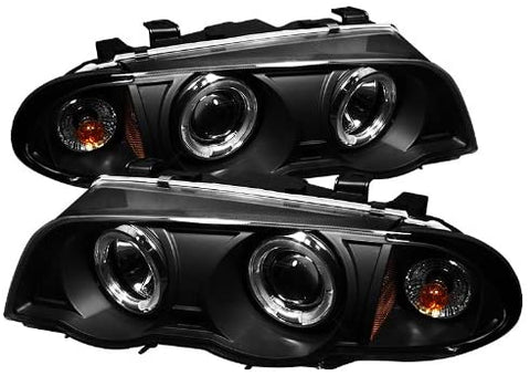 Spyder 5008947 BMW E46 3-Series 99-01 4DR Projector Headlights 1PC - LED Halo - Amber Reflector - Black - High H1 (Included) - Low H1 (Included)