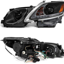 For 2006-2011 Lexus GS300 GS350 Xenon HID Type LED Strip w/DRL Black Headlights Headlamps Replacement Pair