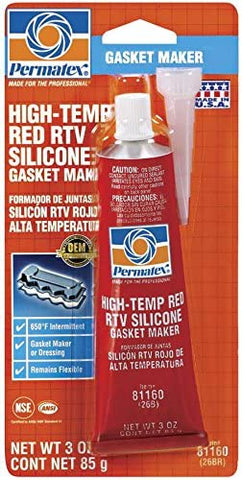Permatex 81160 Hi-Temp Red Form-A-Gasket Silicone Sealant. 3 oz.