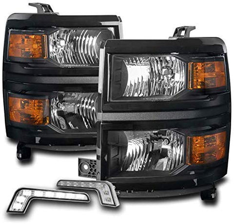 ZMAUTOPARTS Replacement Black Headlights Headlamps with 6.25