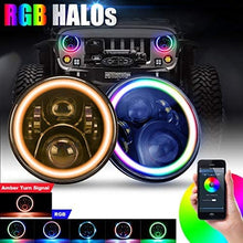 SUPAREE 7 inch LED Headlights RGB Halo Angel Eyes with Amber Turn Signal Light 7” Round DRL Bluetooth Remote Control for 1997-2017 Jeep Wrangler JK LJ TJ Sahara Sport Rubicon Hummer H1 H2