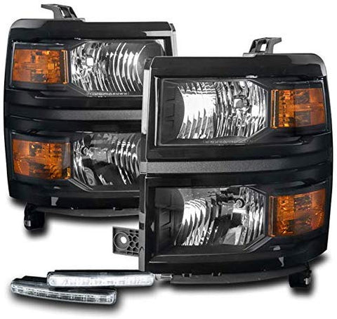 ZMAUTOPARTS Replacement Black Headlights Headlamps with 6