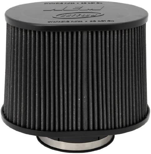 AEM 21-2277BF Universal DryFlow Clamp-On Air Filter: Oval Tapered; 5 in (127 mm) Flange ID; 7 in (178 mm) Height; 10.5 in x 8 in (267 mm x 203 mm) Base; 9.5 in x 6.75 in (241 mm x171 mm) Top