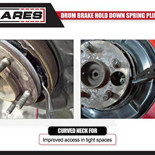 ARES 18022 - Drum Brake Hold Down Spring Pliers - High Strength Integral Head Design - Curved Neck for Easy Access and Nearly Universal Use