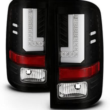 For [L-Shape LED Light Tube] 16-18 GMC Sierra 1500 Black Bezel Tail Lights Brake Lamp Assembly Pair