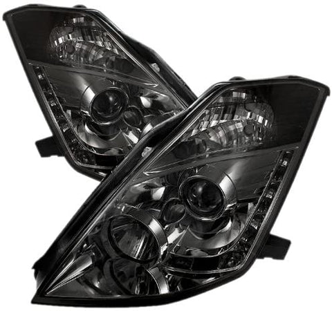 Spyder 5064752 Nissan 350Z 03-05 Projector Headlights - Halogen Model Only (Not Compatible With Xenon/HID Model) - DRL - Smoke - High H1 (Included) - Low H7 (Included)