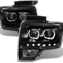 For Ford F150 Black Exclusive Halo Projector SMD DRL LED Headlights Driver + Passenger Side Pair
