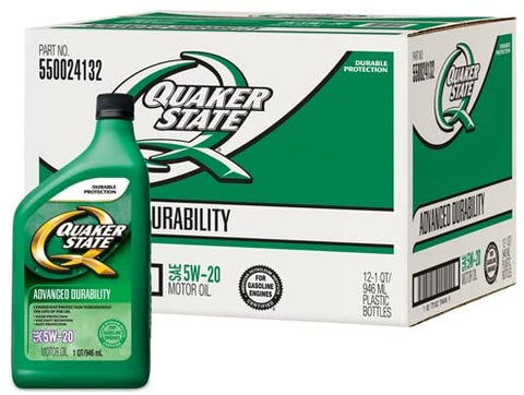 Quaker State 550024132-12PK 5W-20 Advanced Durability Motor Oil - 1 Quart (Pack of 12)