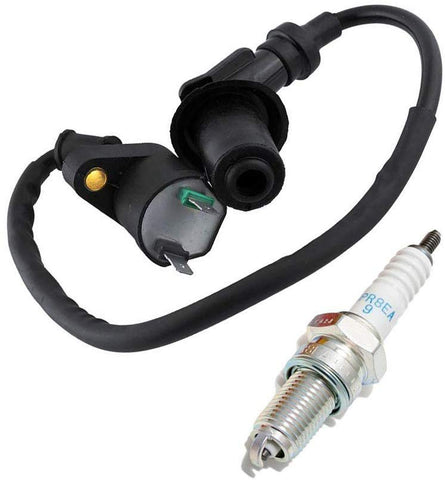 TRX300 Ignition Coil with 4929 DPR8EA9 Spark Plug for Honda TRX 300 FourTrax 1988 1989 1990 1991 1992 1993 1994 1995 1996 1997 1998 1999 2000