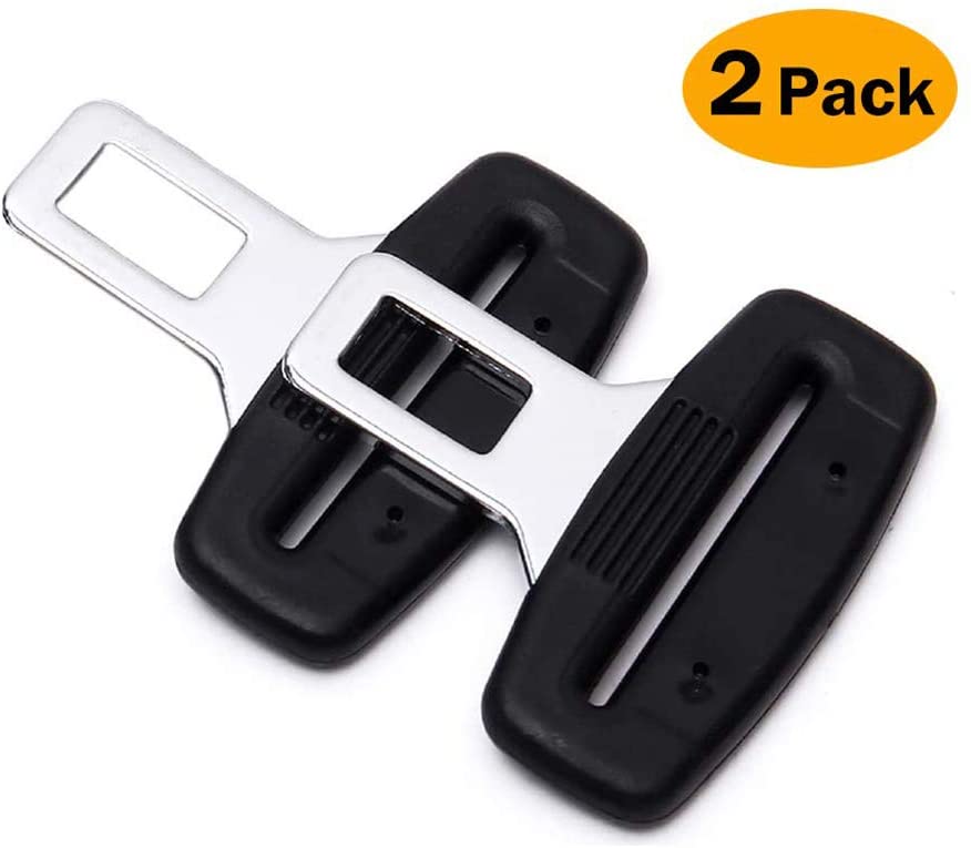 2 Pack Car Seat Belt Clip,Universal Seat Belt Buckle Auto Metal Seat Belts Clip- Black