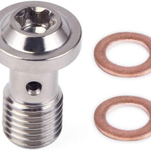 Nuts & Bolts - Banjo Bolt M10x1.0 Pitch For Brake Hose Line Stainless Steel Single Banjo Brake Bolts Fitting Adapter Universal for Motorcycles (Blue)