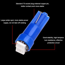 cciyu 10pcs T5 74 85 58 37 27 17 Super Blue 2-2835-SMD Instrument Panel Light Bulbs W/Twist Socket
