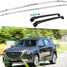 HEKA 4PC Silver Roof Rack Rail + Black Cross Bar for Mazda CX-9 CX9 2016 2017 2019 2019 2020 2021 Lockable Adjustable