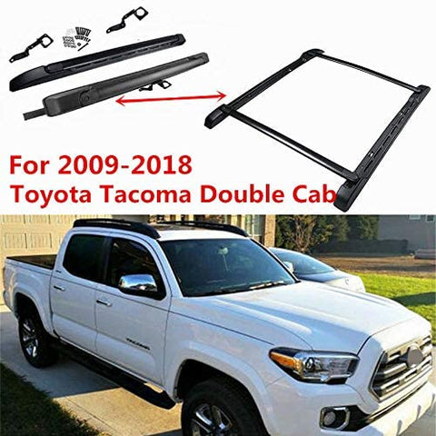 XYOUNG Roof Rack Side Rails Bars and Crossbars Luggage OEM Factory Baggage Roof Rack Set kit Compatible Fit for 2009-18 Toyota Tacoma Double CAB
